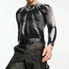 Block-Style Slim Fit Long Sleeve Illustrated T-Shirt
