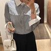 Spring Stripe Casual Chic Long Blouse