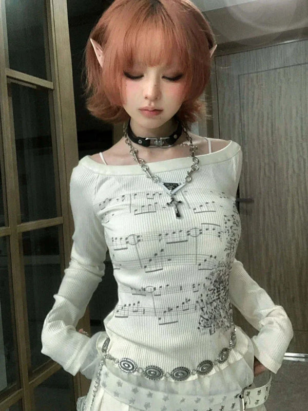 Digital-Age Lace Patch Slim Fit T-Shirt