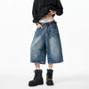 Baggy Şimşek Baskılı Jean Şort, yakın çekim — Navra Wear