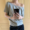 Off-Shoulder Relaxed Girl Soft T-Shirt