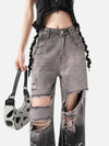 Fashionable Torn High-Rise Ombre Denim