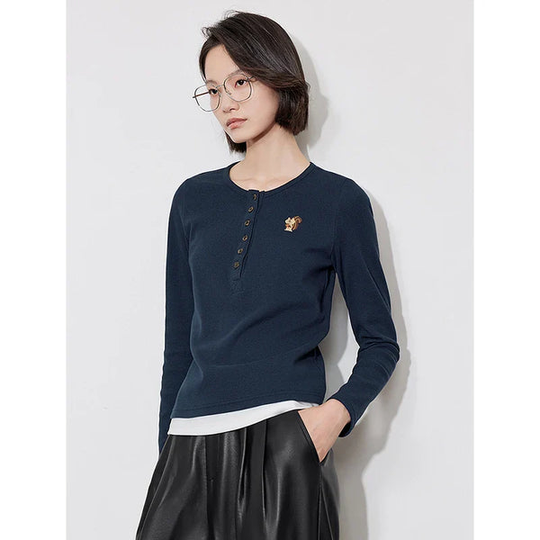Knitted Squirrel Stitch-Craft Long Sleeve T-Shirt alternatif görünüm