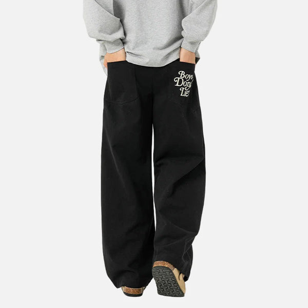 Retro Loose Straight Trousers alternatif görünüm