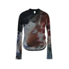Power-Print Cyber Mesh Raw-Edge Color-Burst T-Shirt