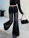 Heritage Flower Stitched Bell Denim
