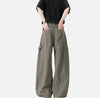 Durable Oversized Brown Utility Bell Leg Denim