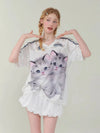 Funny Pawed Print Football Jersey T-Shirt