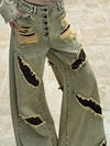 Metro distressed high waist leopard Denim