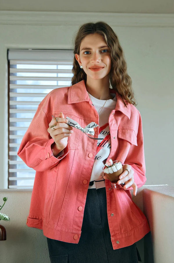 Women Soft Gradient Relaxed Denim Jacket