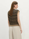 Women Throwback Multi-Stripe Knit Warm-Season Sleeveless Sweater