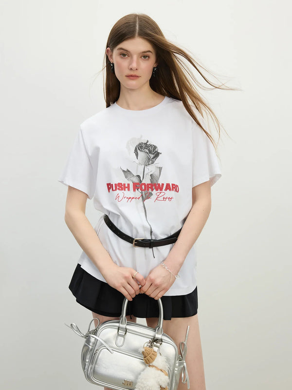 Women Classic-Wash Cooling Bloom Print Easy-Fit Fit T-Shirt alternatif görünüm