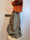 Oversized Check Flow Wide-Leg