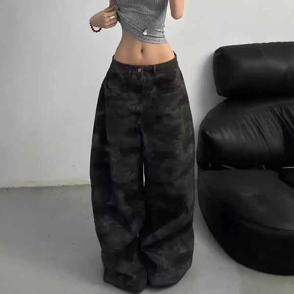 Classic Western Style Woodland Bell Leg Denim alternatif görünüm