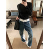 Durable 2000s Blue Mosaic Sleek Urban Beat Denim