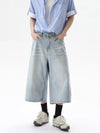 Effortless Versatile Cropped Wide Leg Denim Shorts