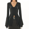 Obsidian Flare Sleeve V-Neck Blouses T-Shirt