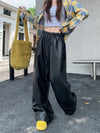Preppy High-Rise Leather Trousers