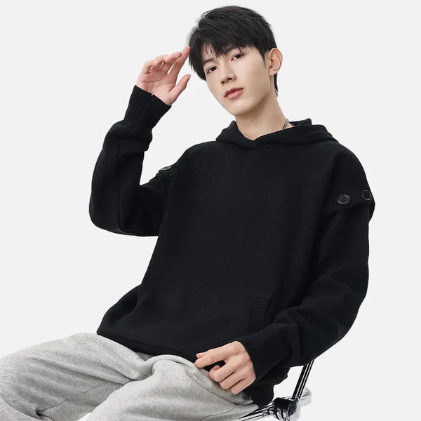 Chic Urban Beat Button Knit Sweatshirt alternatif görünüm