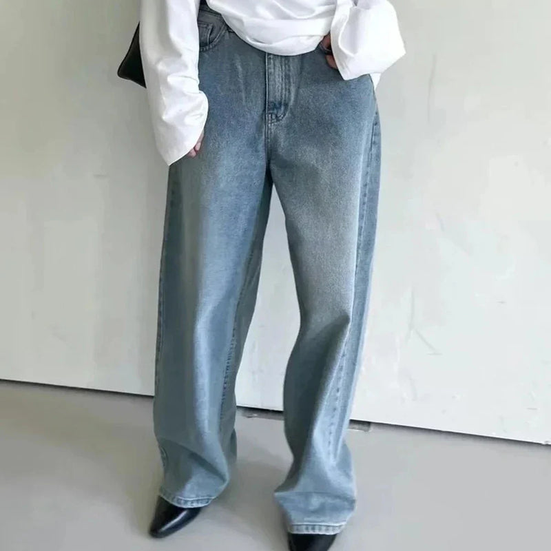 Long-lasting Mosaic Button Relaxed Denim