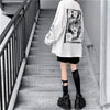 Big-Silhouette K-Wave Style Otaku-Style Print Long Sleeve T-Shirt