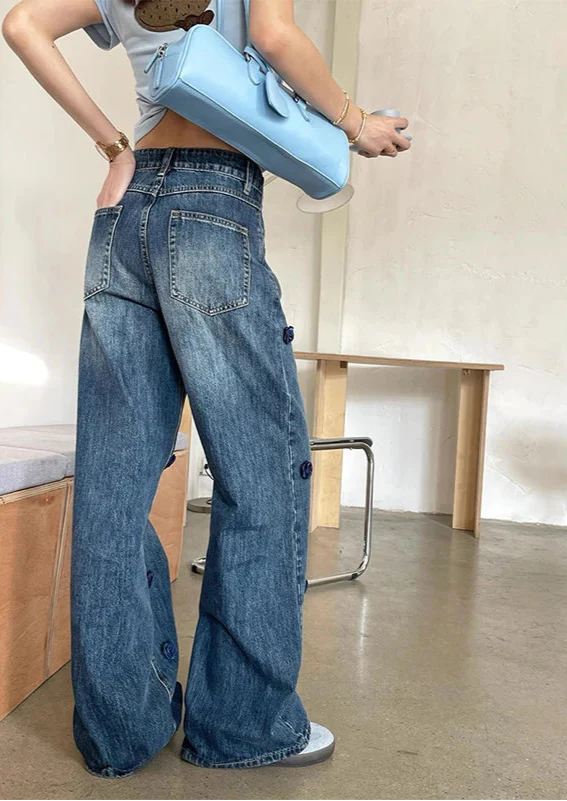 Wardrobe Staple Botanical High-Rise Bell Leg Denim alternatif görünüm