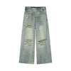 High End Blue Relaxed Torn Denim