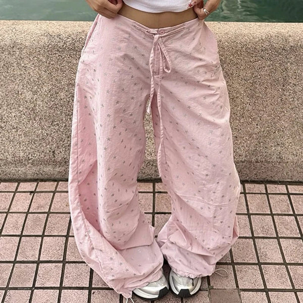Star Print Straight Trousers
