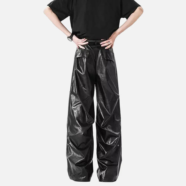 Gothic Moto Wide-Leg Leather alternatif görünüm