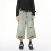 Colorful Ombre Faded Wide Leg Denim Shorts