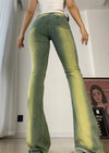 Women Heritage Green High-Rise Bell Denim