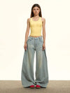 Women Long-lasting Oversized Torn Blue Denim