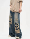 Yırtık Detaylı Baggy Jean Pantolon, kombin görünüm — Navra Wear