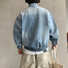 Worn Denim Half-Zip Sweatshirt
