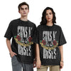 Guns N Red-Petal Battle-Worn Distress-Washed T-Shirt