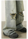 High End Blue Relaxed Torn Denim