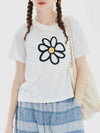 Fresh-Wave Sharp-Cut Floral Print White T-Shirt