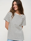 Line-Pattern Heat-Wave Short Sleeve Knitted T-Shirt