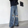 Modern Bell Leg Broken Hole Denim