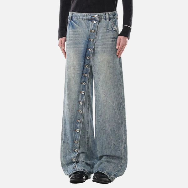 Heritage Rinse Diagonal Placket Button Denim