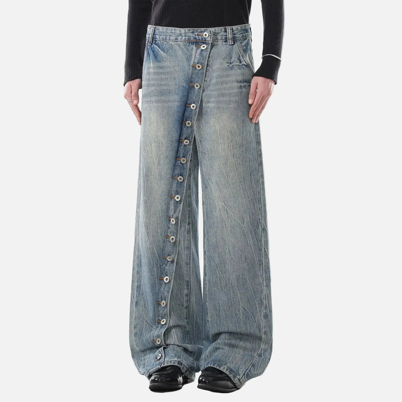 Heritage Rinse Diagonal Placket Button Denim