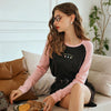 Knitted Color Contrasting Women Long Sleeve T-Shirt