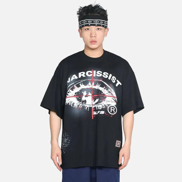 Grit-Style Eye Cross Illustrated Imprinted T-Shirt alternatif görünüm