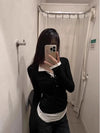 Buttoned Layered Long-Sleeve T-Shirt