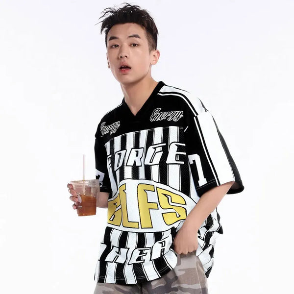 Back-In-Time Mesh Soccer Jersey Designed Sport T-Shirt