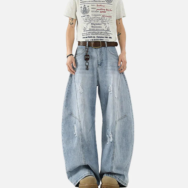 Seoul Style High Street Torn Relaxed Denim