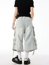 Heritage Rinse Relaxed Calf-Length Denim Shorts