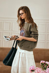 Warm Print Relaxed Sweatshirt