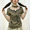 Aged Mosaic Raw-Edge Aesthetics Halter T-Shirt