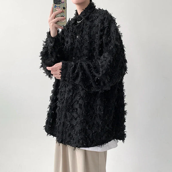 Tassel-Trim Thick Street Quality Shirt alternatif görünüm